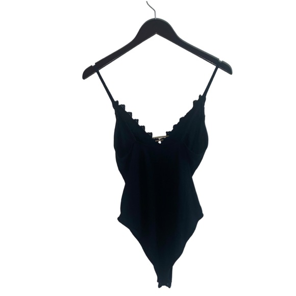 Intimately Free People Gia Black Lace V-Neck Soft Stretch Knit Bodysuit Size M - Picture 13 of 16
